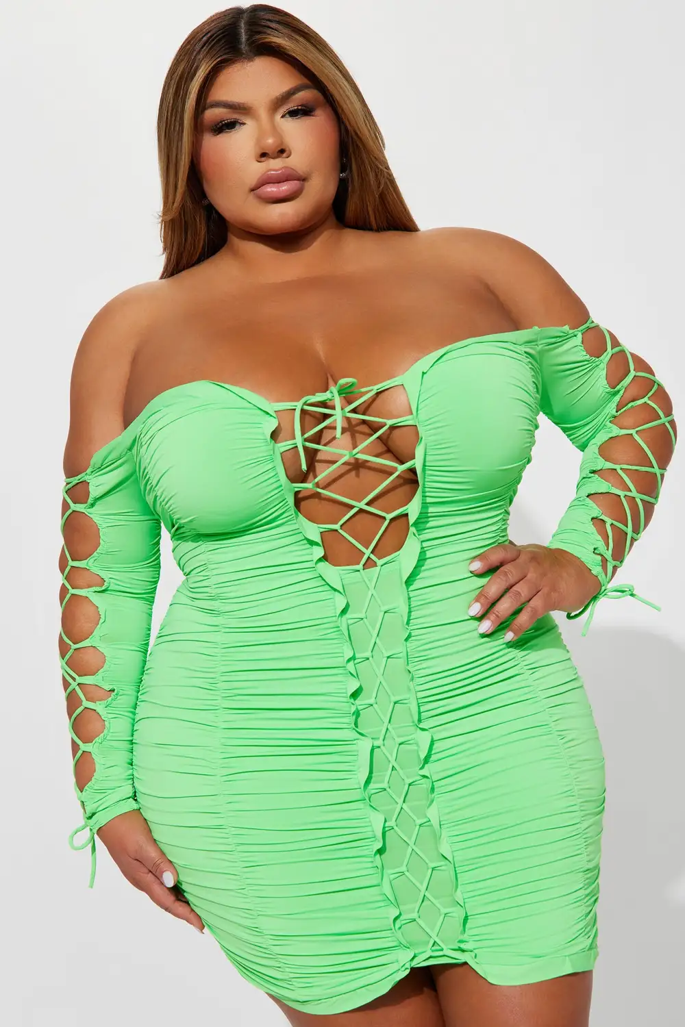 Time to Slay Mini Dress - Lime