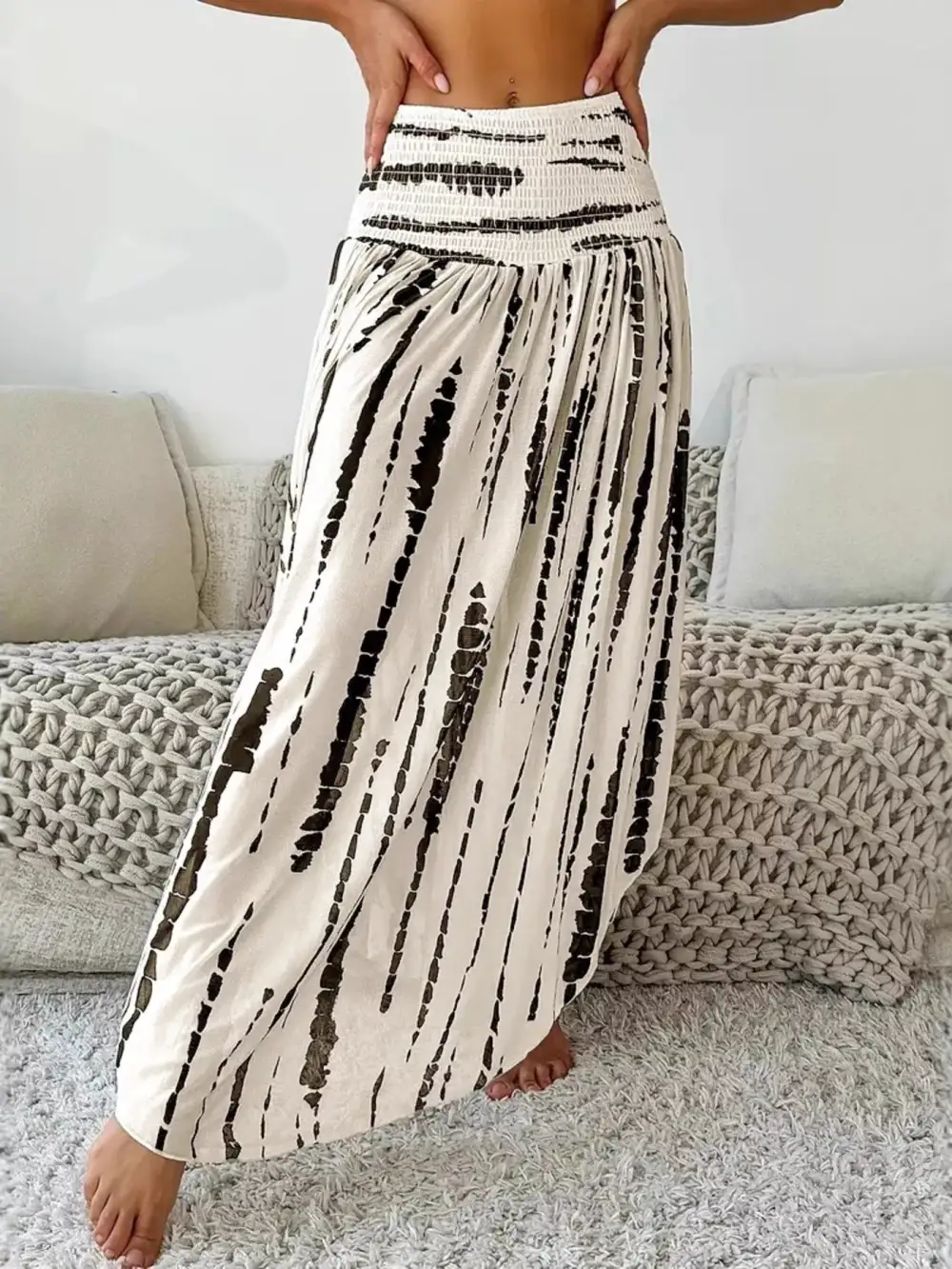 Smocked Asymmetrical Skirt
