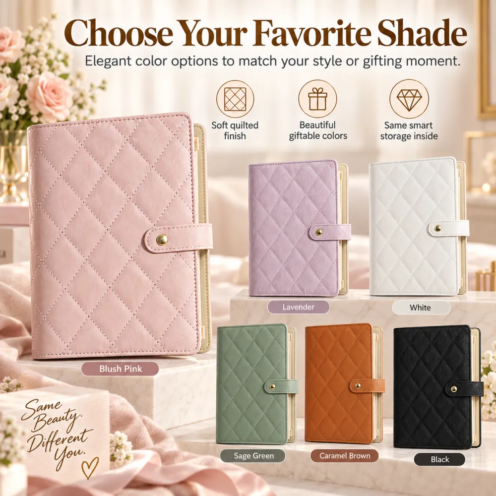 Luxury Quilted Durable Storage Organizer Booklet — Cream Waterproof Accessory Holder with Clear Pockets, Multi-Layer Compartments, Card & Ticket Slots, 5-Day Travel Ready, Bedroom Vanity Upgrade Gift