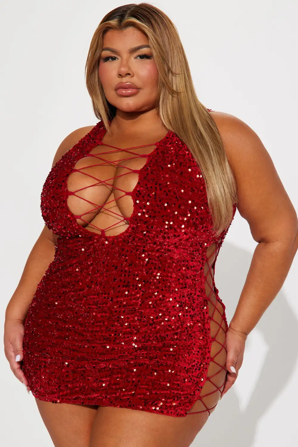 Sabrina Sequin Mini Dress - Red