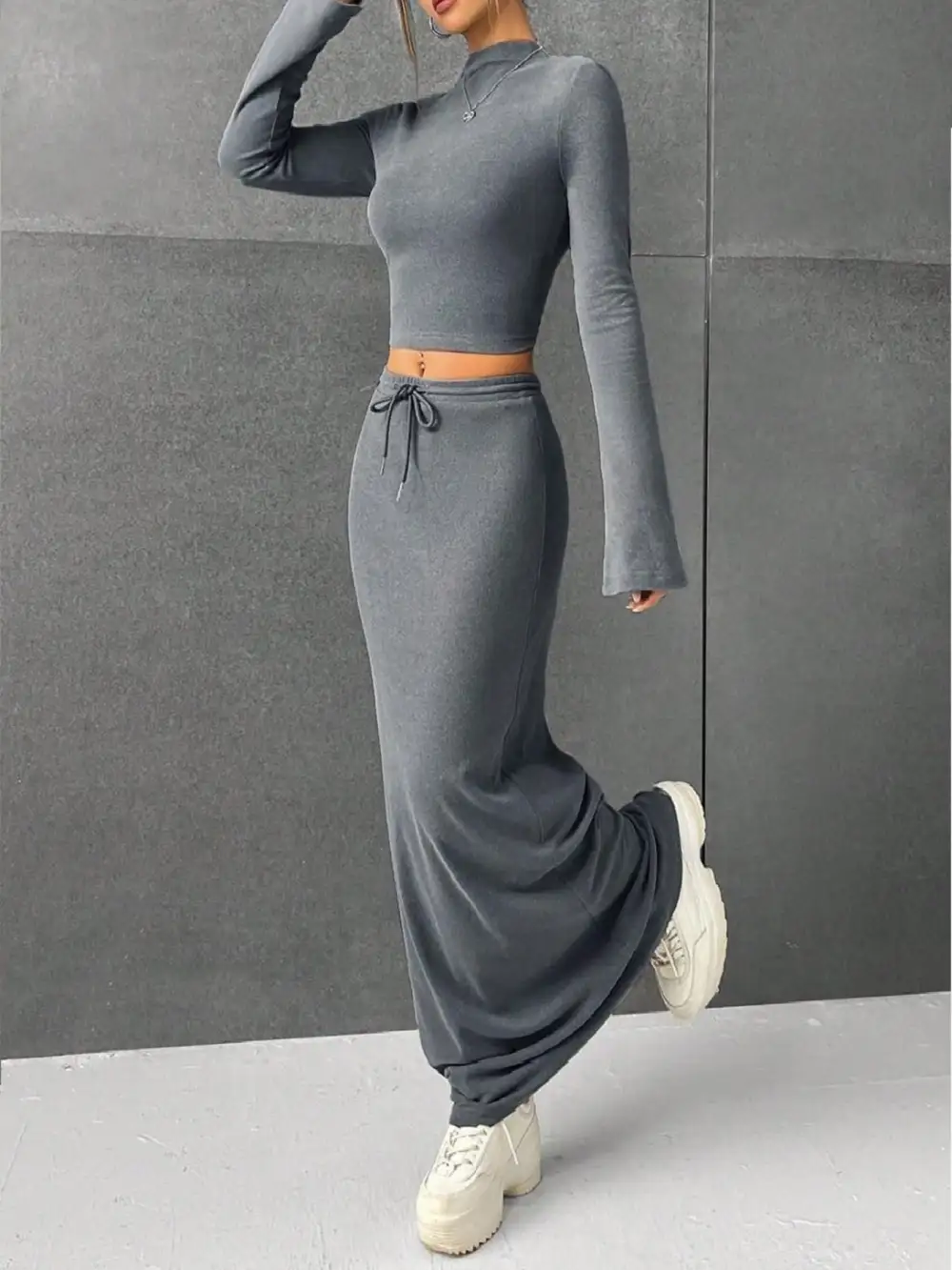 Long Sleeve Drawstring Coordinated Set
