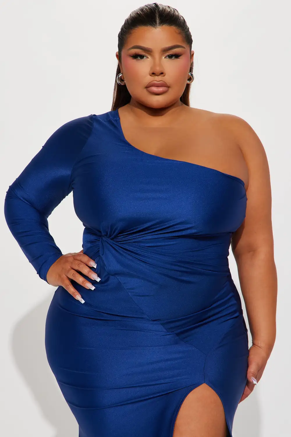 Tori One Shoulder Gown - Navy