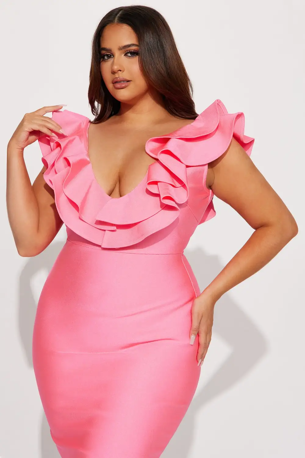 Pixie Bandage Midi Dress - Hot Pink