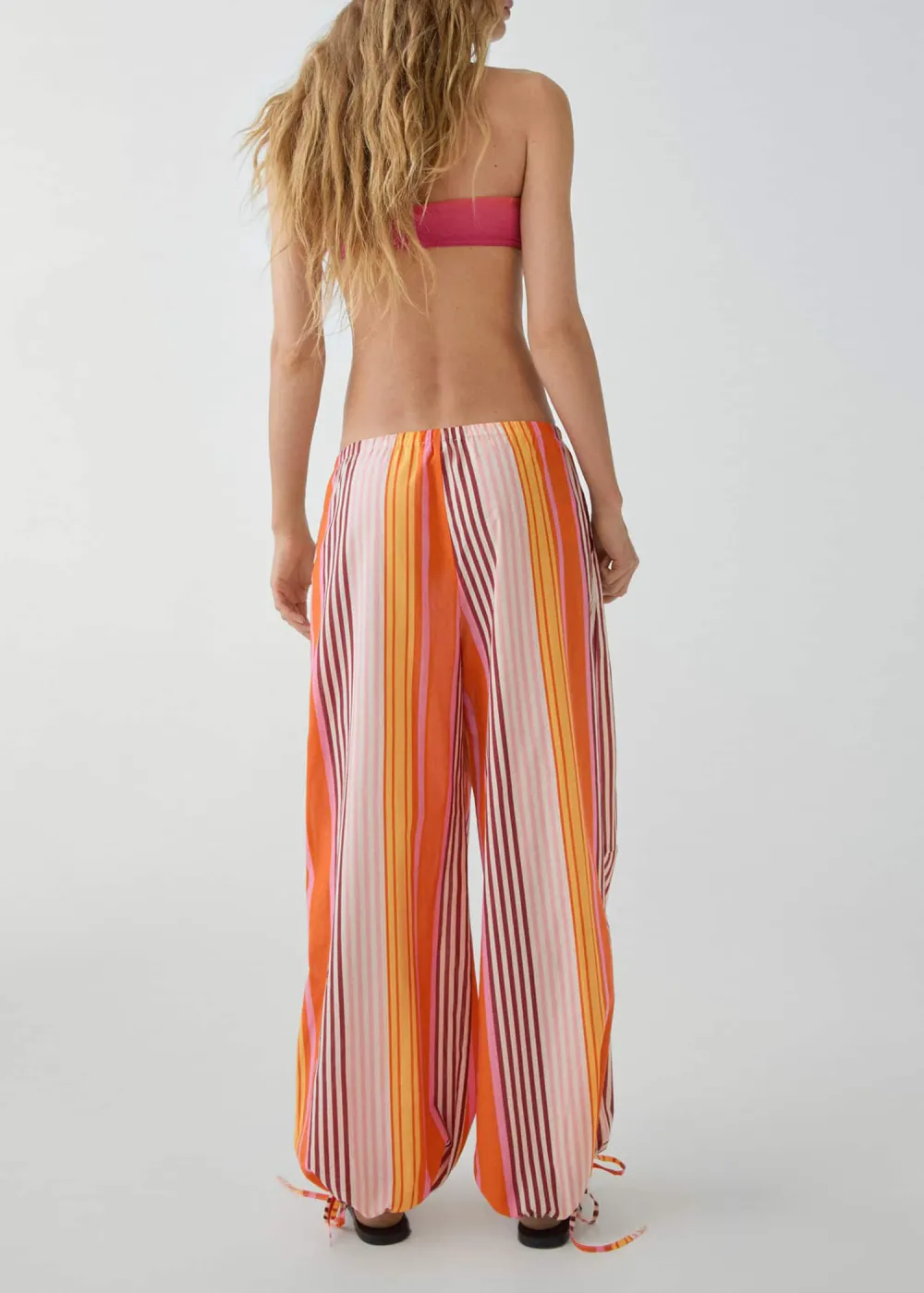 Parachute pants with striped print