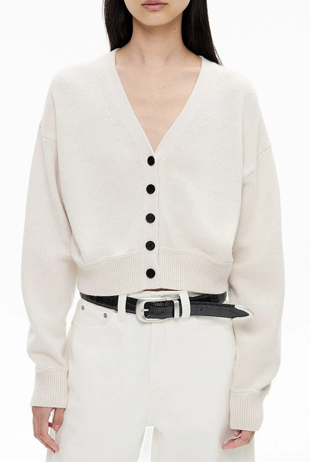 Simple V-Neck Button-Up Knitted Sweater