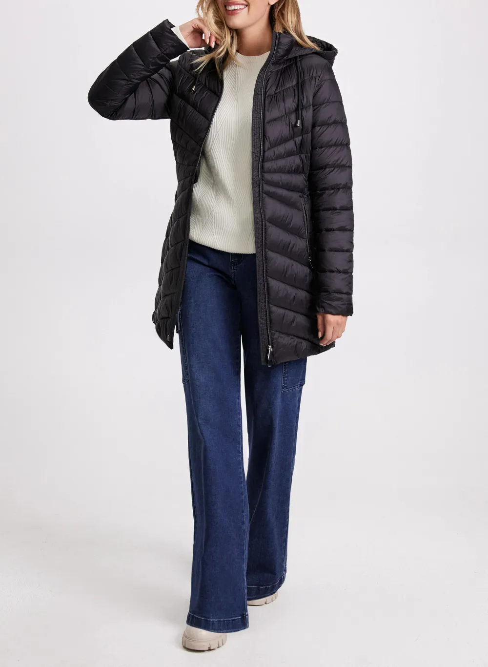 Black Hooded Down Coat