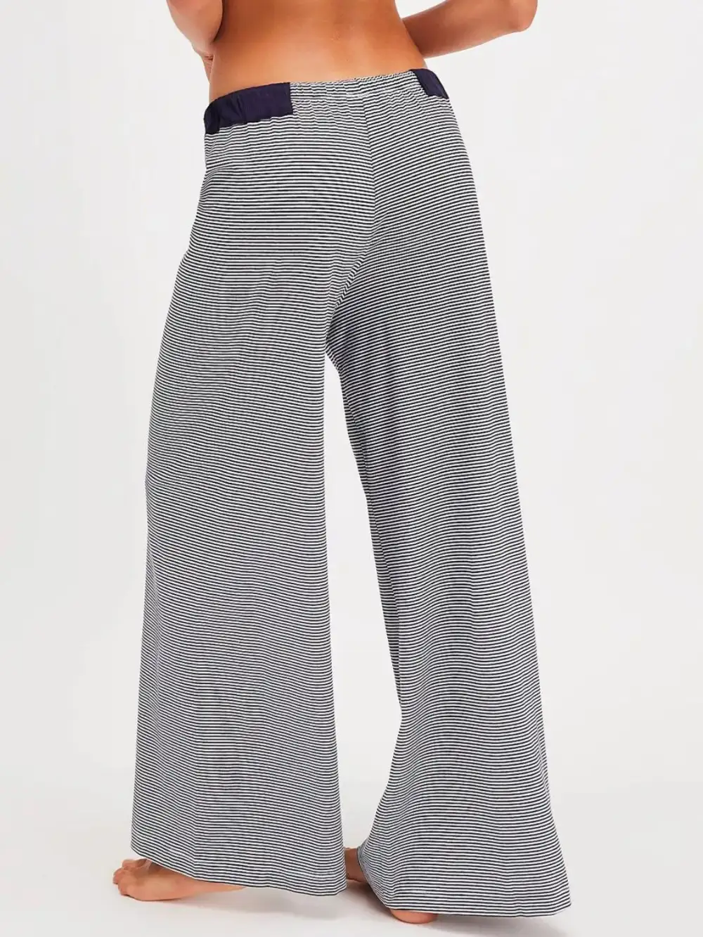 Relaxed Drawstring Striped Wide Leg Pants
