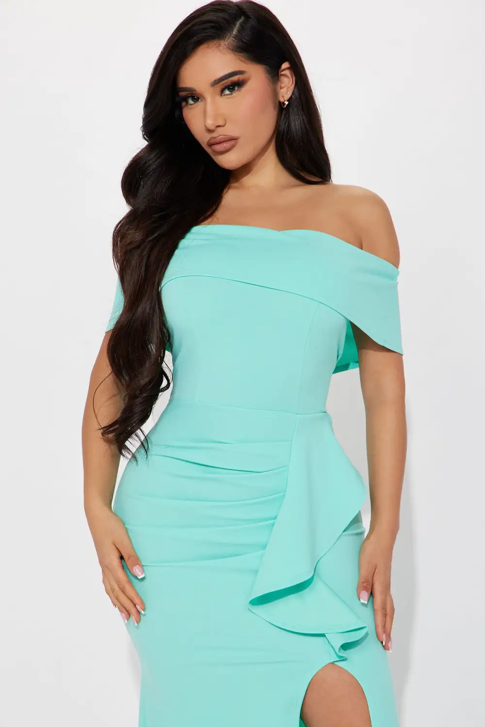Nicole Off Shoulder Maxi Dress - Mint