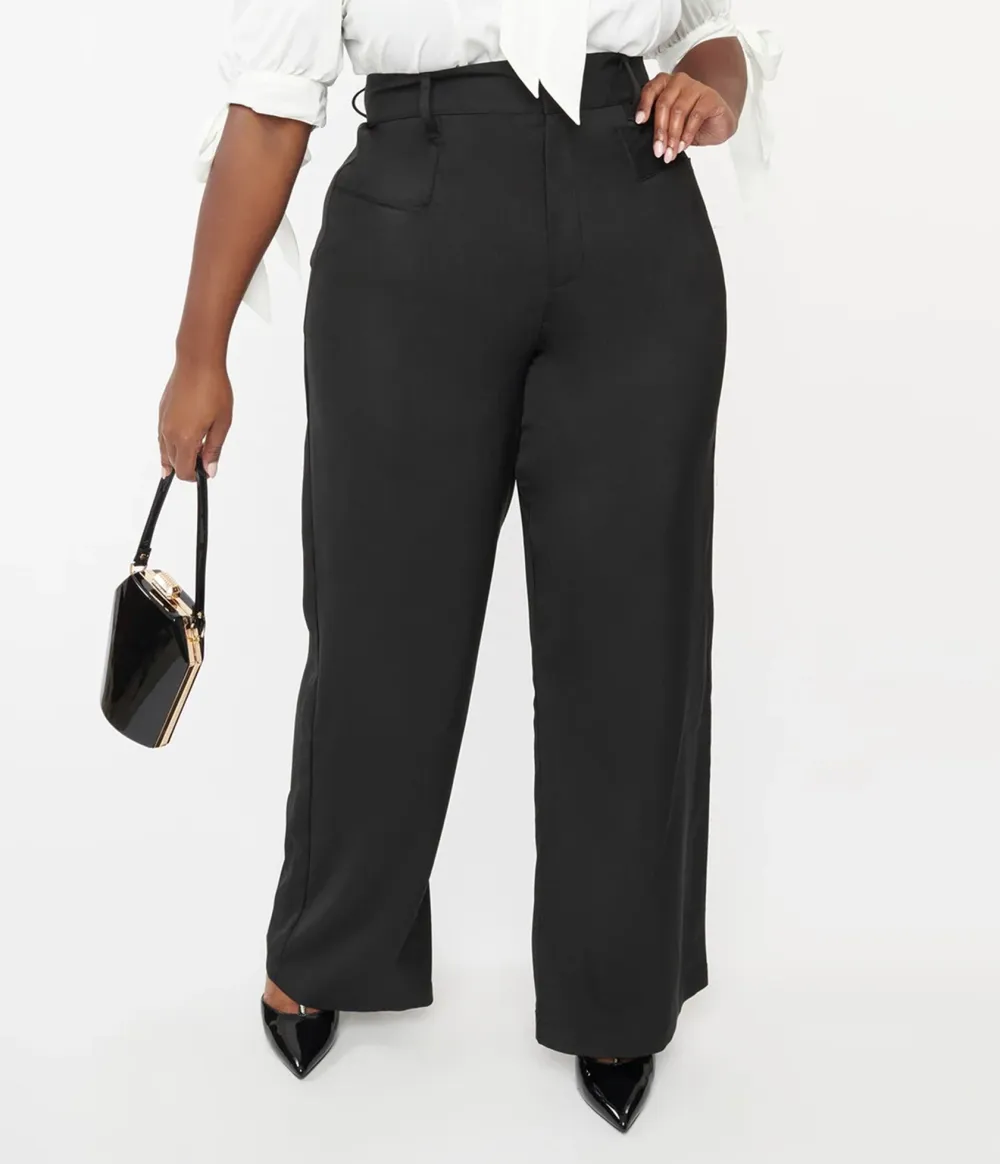 Unique Vintage Plus Size 1940s Black Ginger Pants