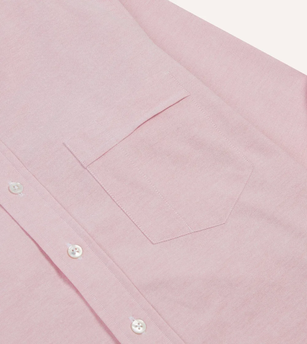 Button Front Bright Pink Cotton Oxford Cloth Button-Down Shirt