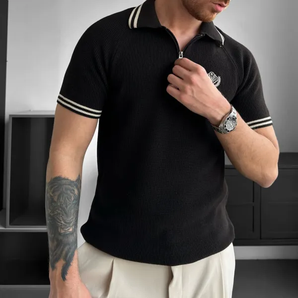 Easygoing Tailored Zip Front T-Shirt