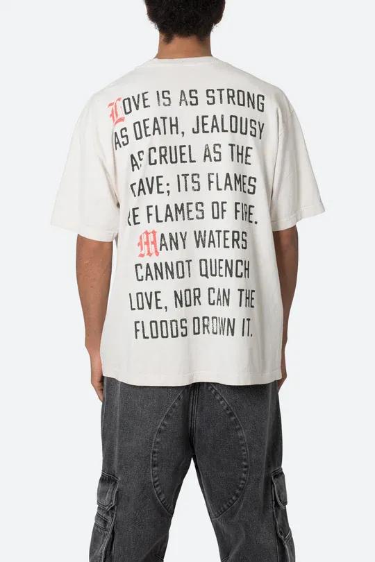 WHITE BURNING HEART GRAPHIC T-SHIRT