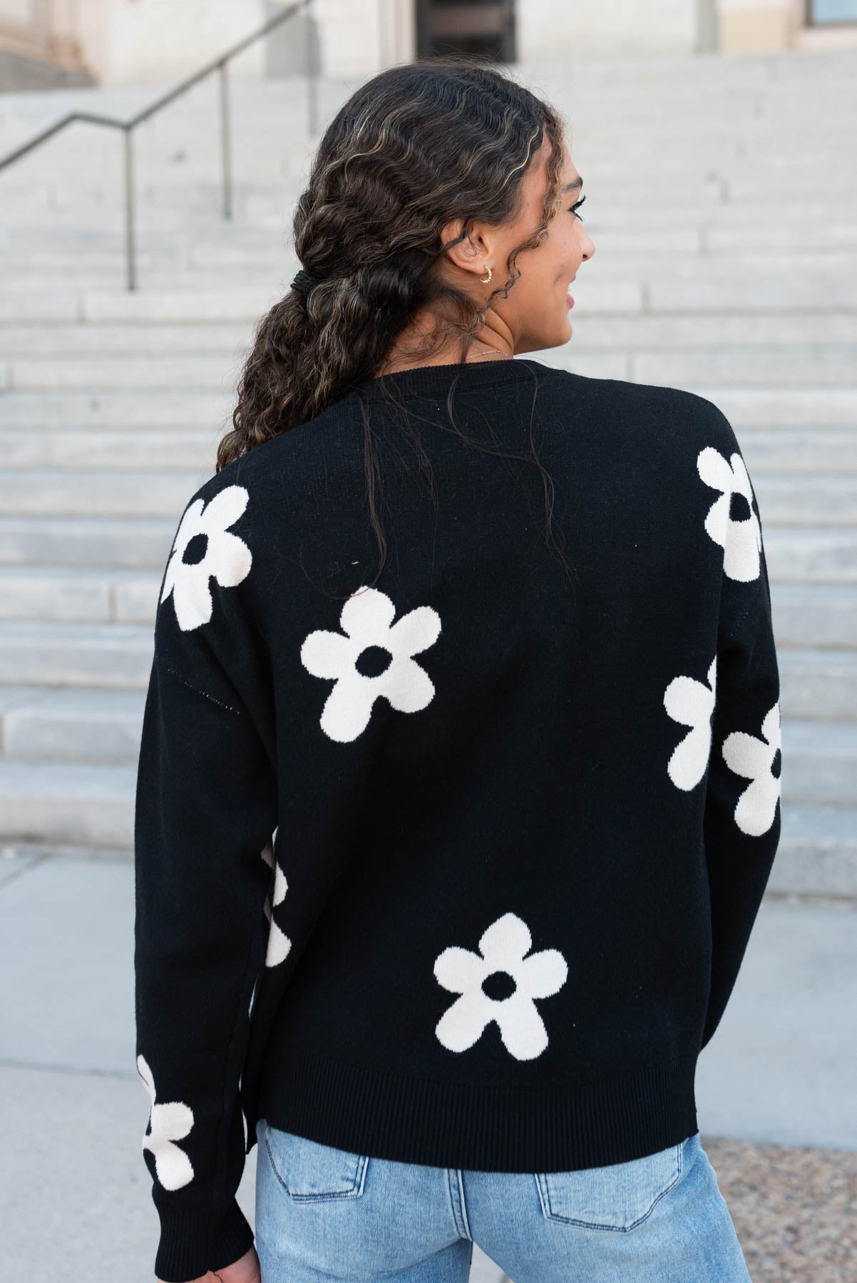 Eve Black Floral Sweater