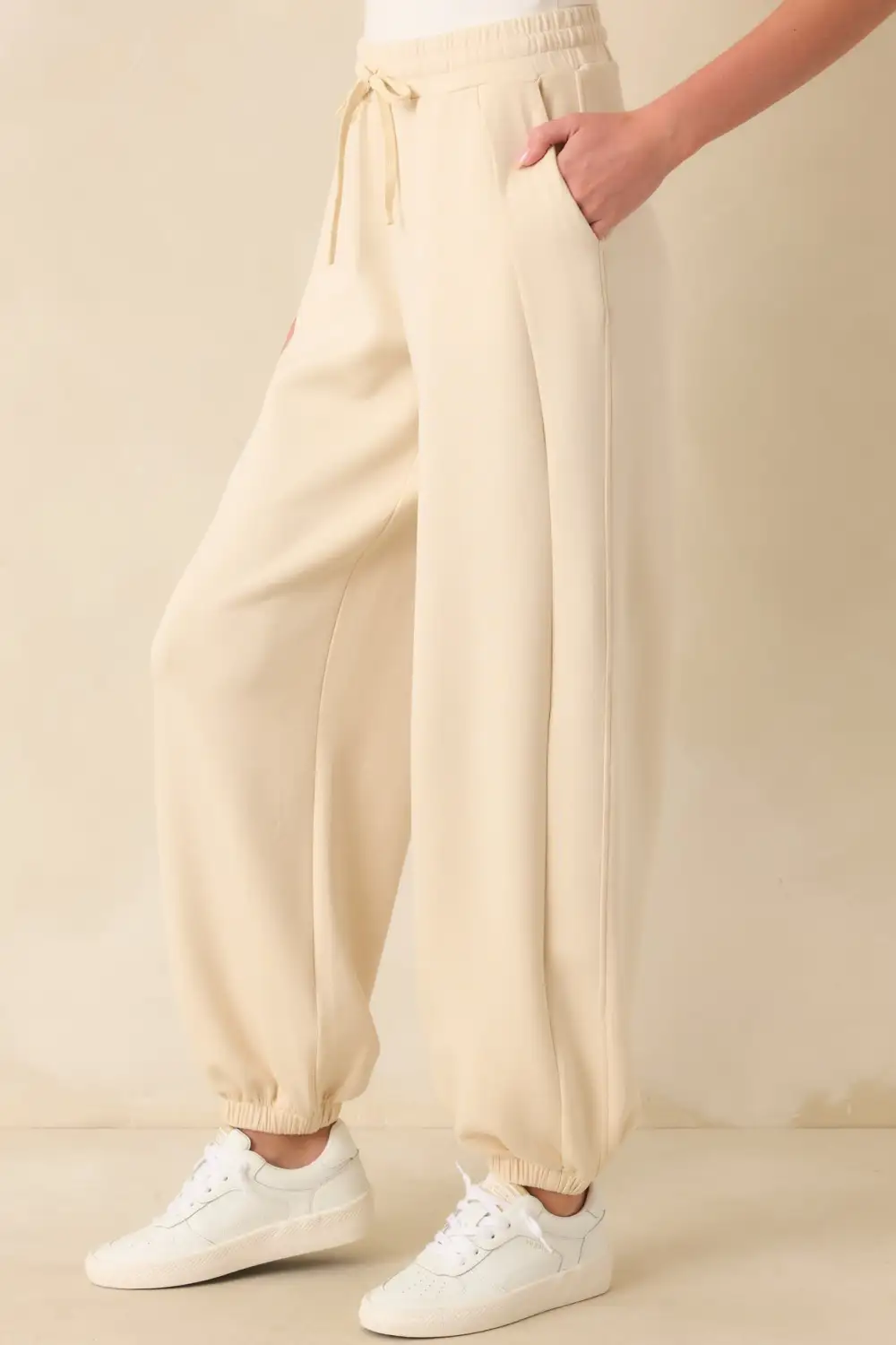 Ecru Drawstring Jogger Pants