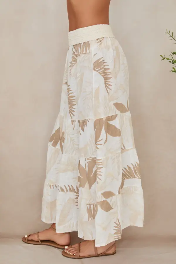 Refined Linen Tiered Maxi Skirt