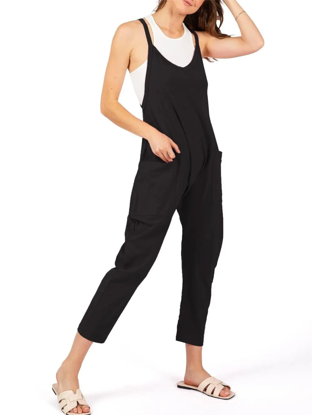Hot Pink Sleeveless Pocketed Jumpsuit