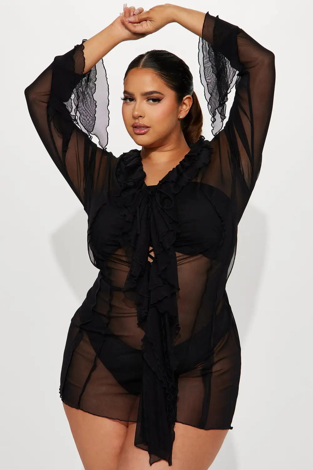 Leena Mesh Mini Dress - Black