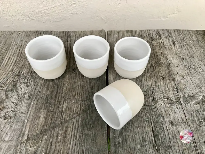 1 espresso mug 60 ml beige white // Small mini mug for espresso / ceramic espresso mug Small ceramic mug espresso mug PotsofSoul