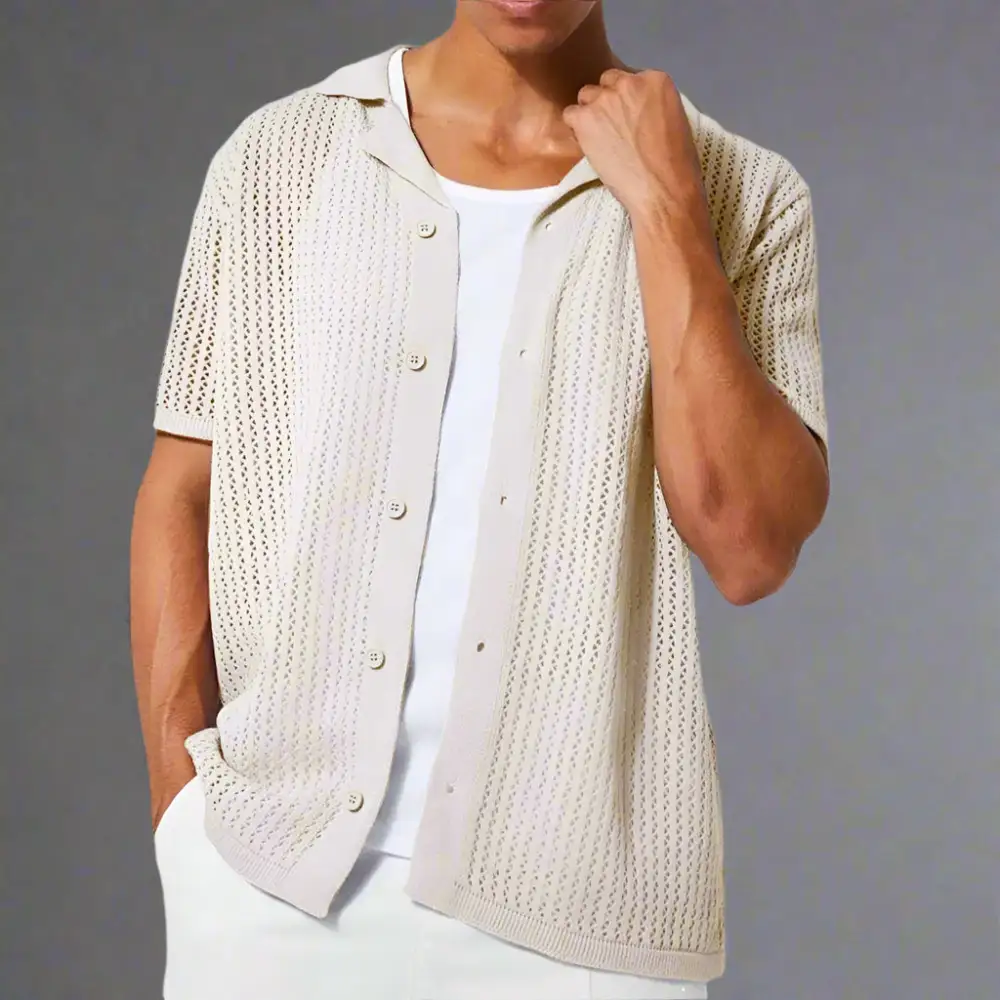 Open Stitch Collar Shirt