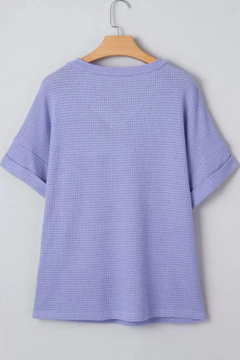 V Neck Short Sleeve Plus Waffle Knit