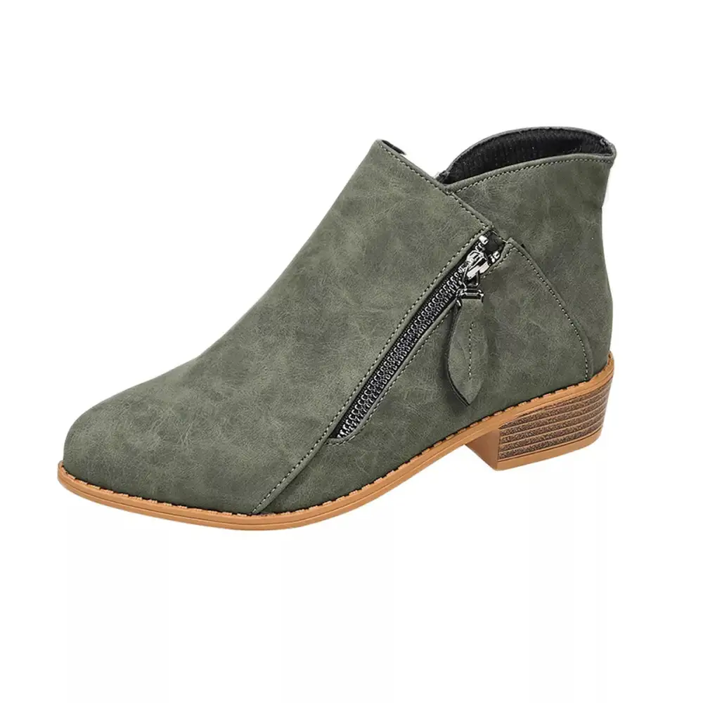 Side-Zip Block Heel Boots