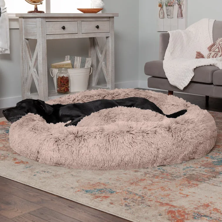 Calming Cuddler Long Fur Donut Bed