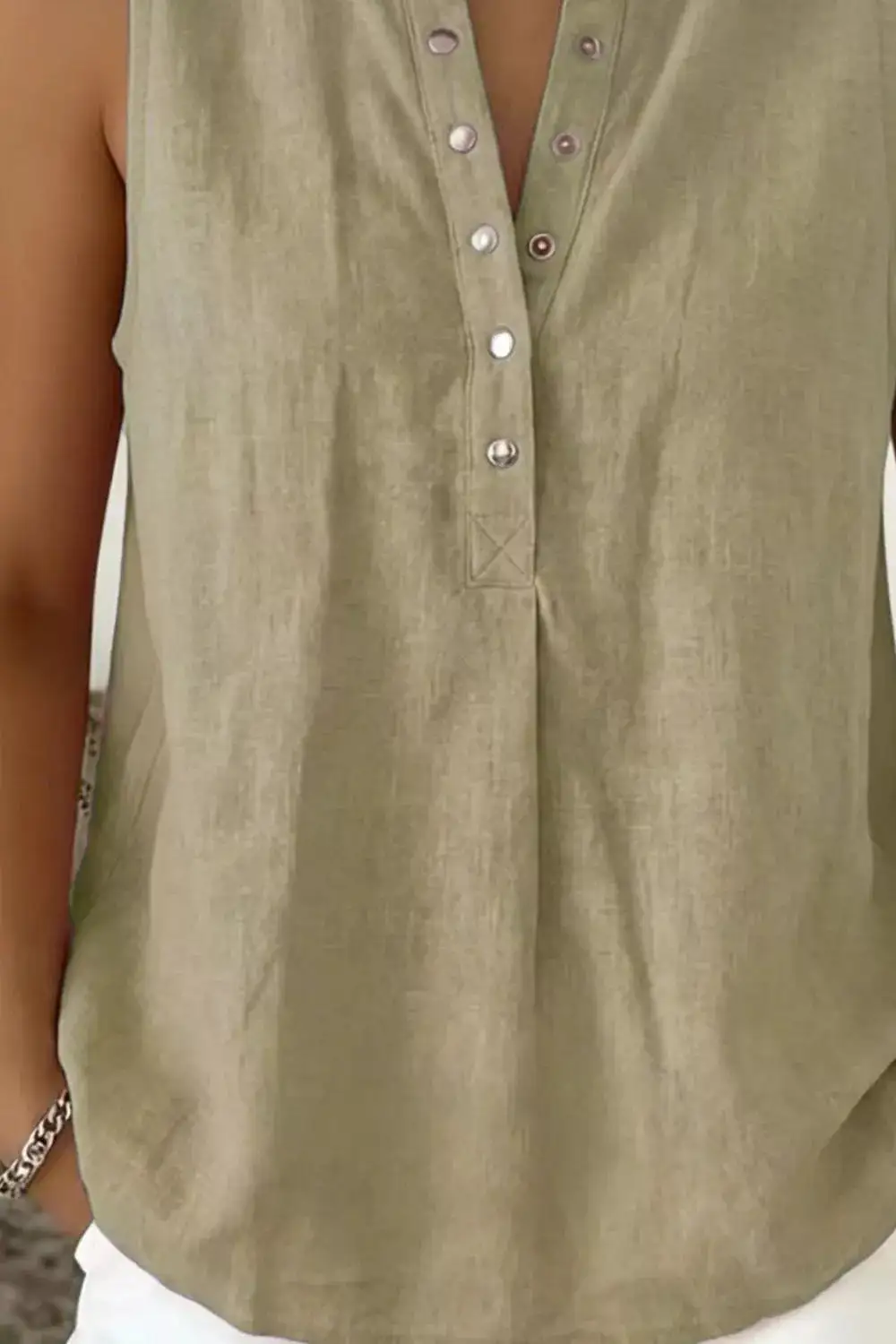 Snap Down Sleeveless Top