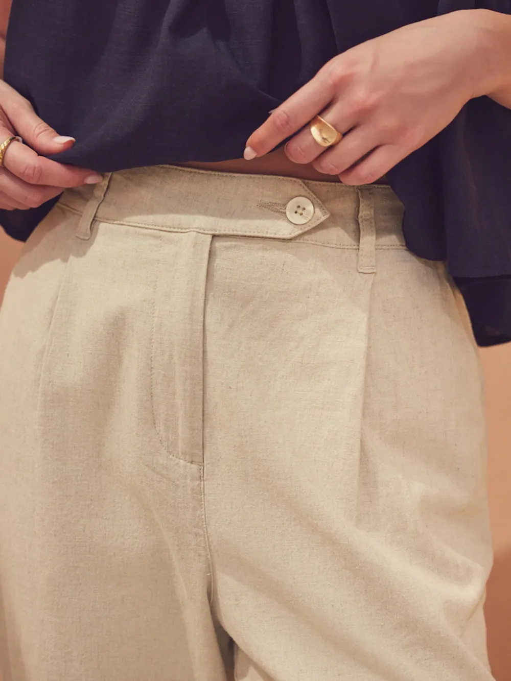 Natural Self-Cultivation Intelligent Barrel-Shaped Linen Pants