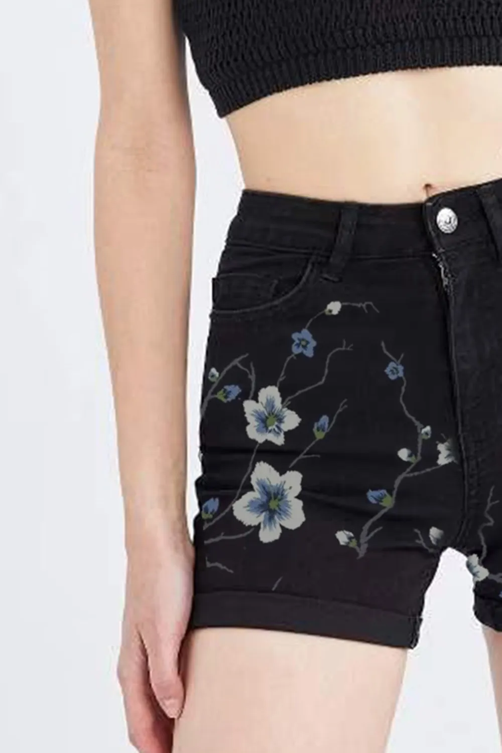 Regular Waist Folded Jean Shorts