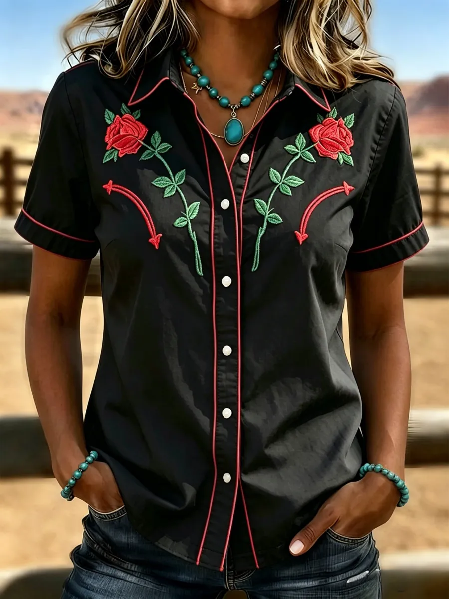 Women's Western Style Retro Printed Casual Shirt