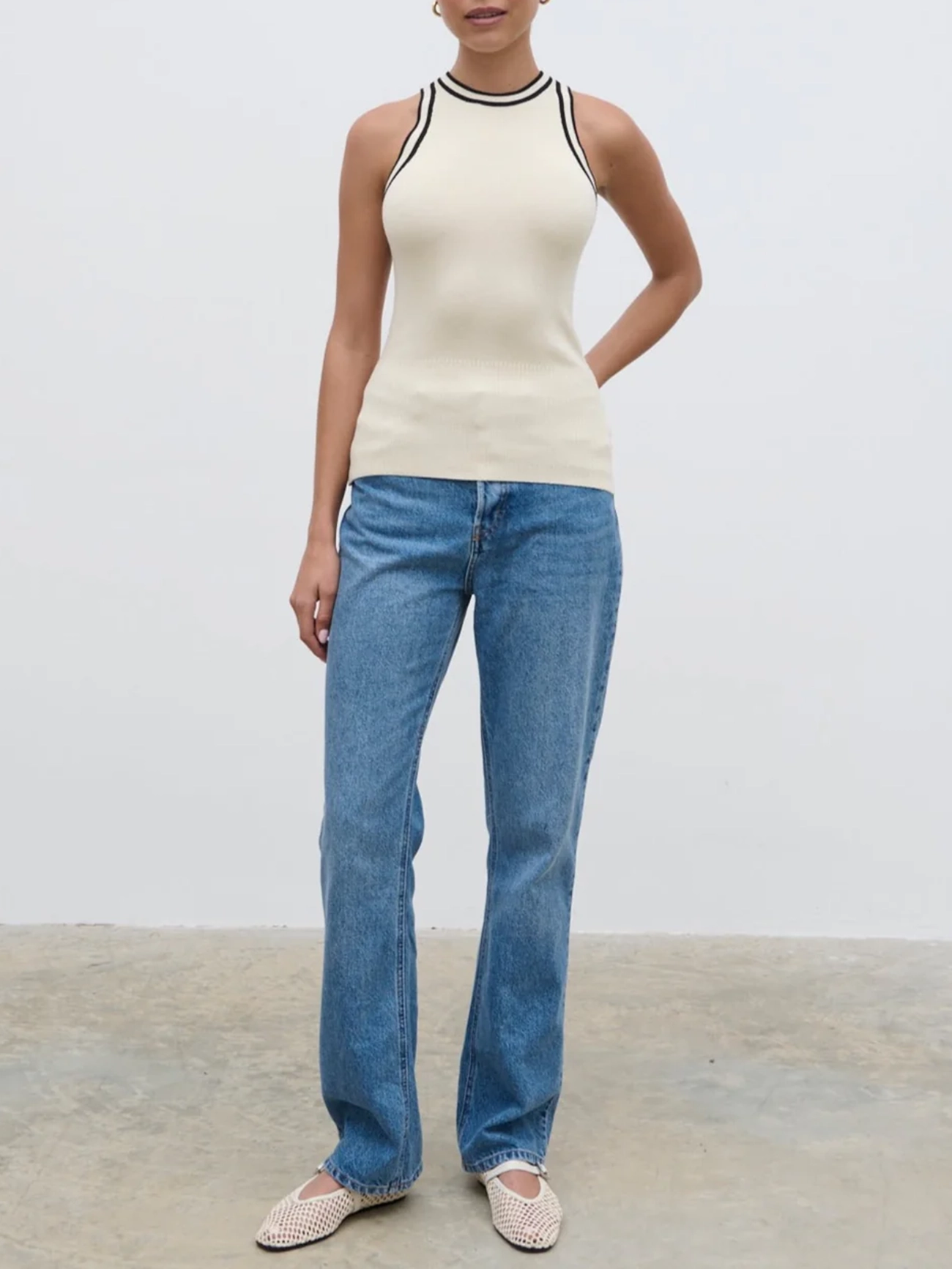 Contrast Knit Top