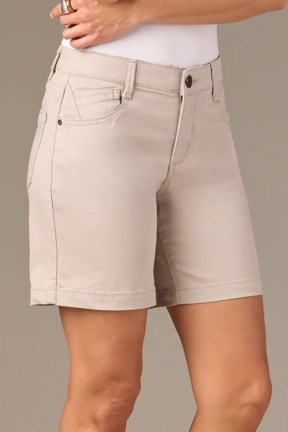 Mid Rise Stretch Twill Shorts