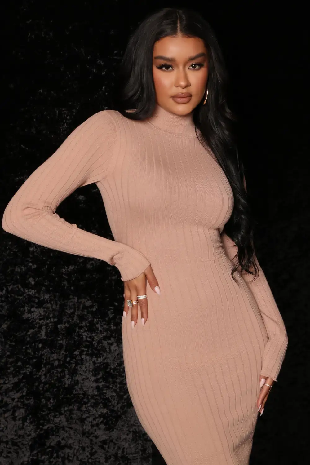 Taryn Sweater Midi Dress - Mocha