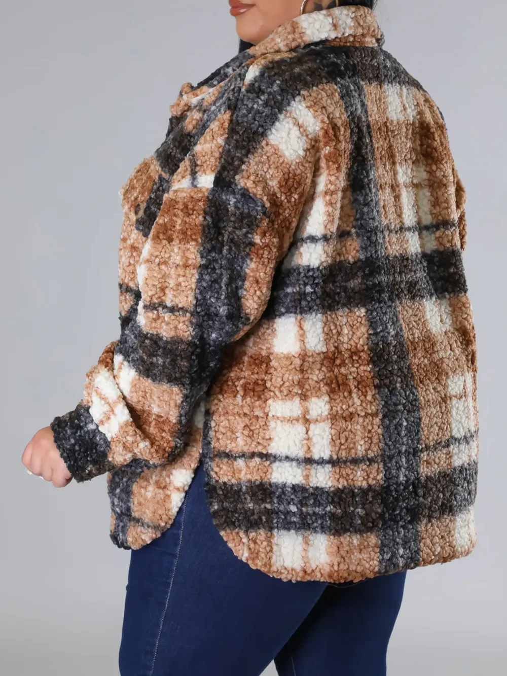 Plus-Size Fashion Plaid Jacket For Women