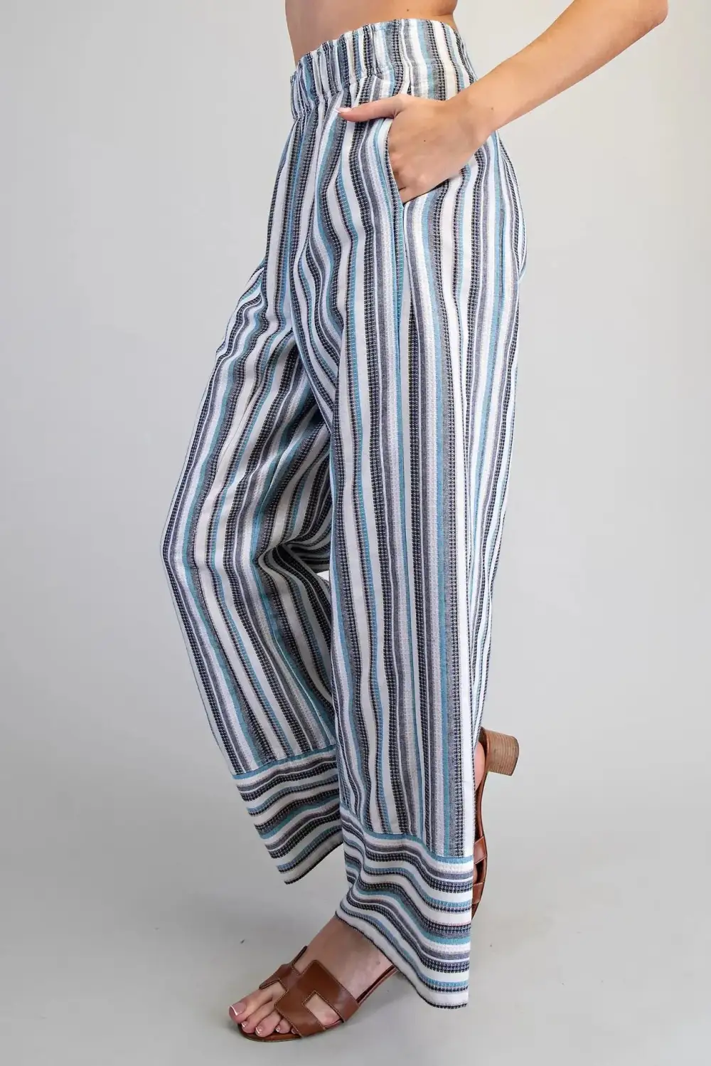 Casual Striped Pull On Pants