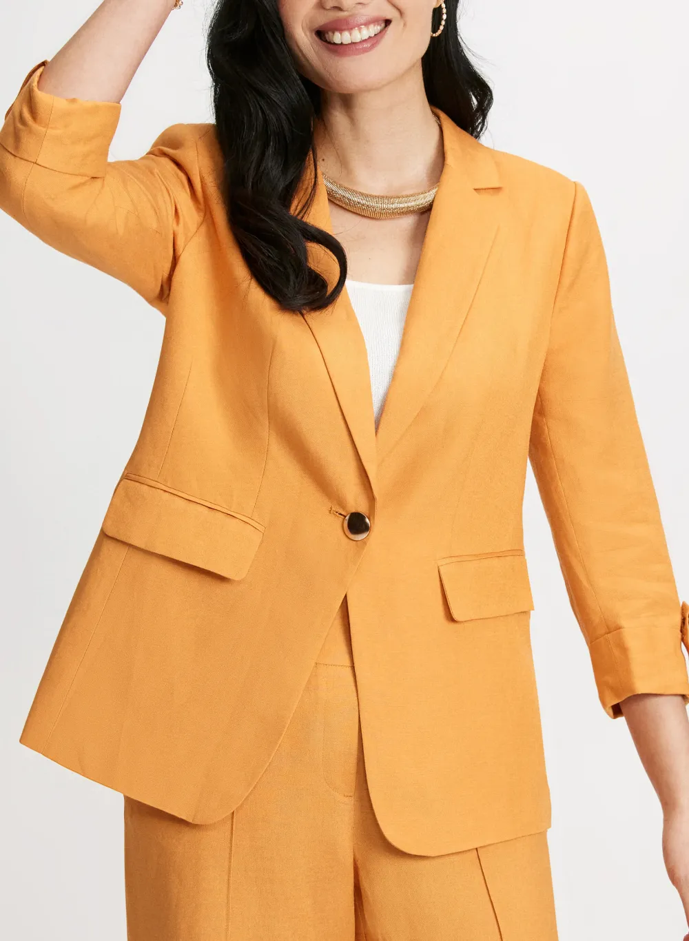 Ivory Linen Blend Blazer