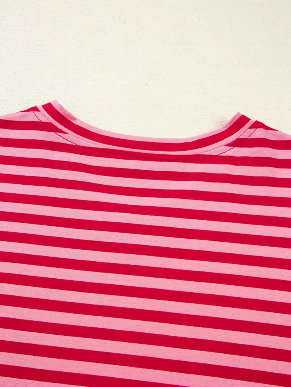 Contrast Striped Drop Shoulder V Neck Top T-Shirt