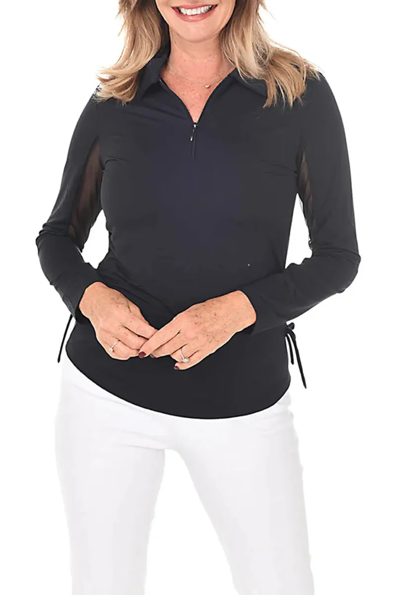 Ruched Zip Polo Shirt