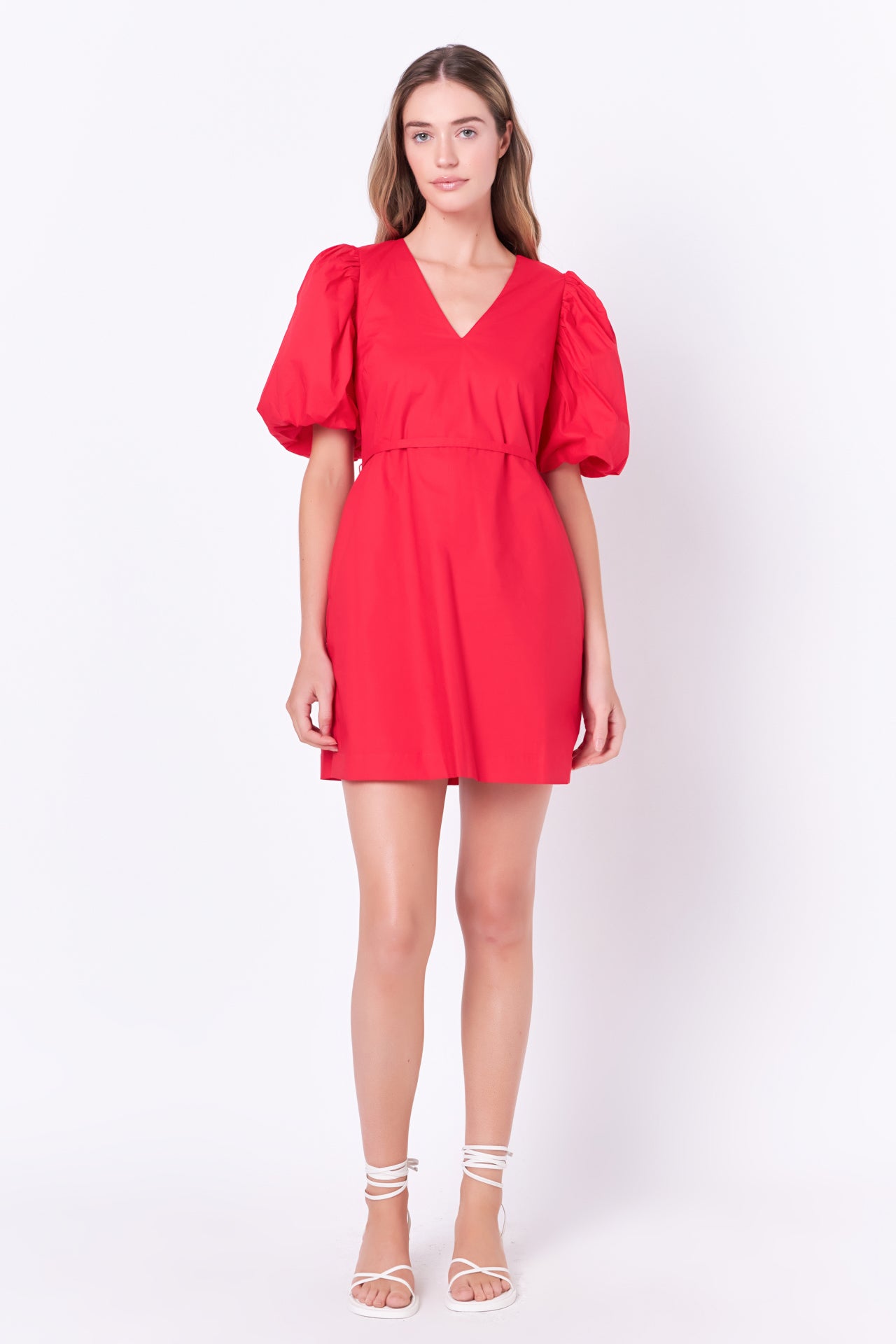 Puff Sleeve A-line Shift Mini Dress