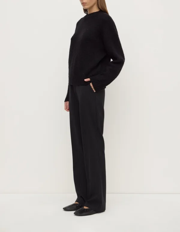 Black Alpaca Blend Cropped Knit Sweater
