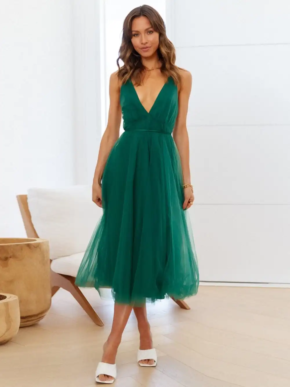 GYPSY-Backless Crisscross Sleeveless Midi Dress