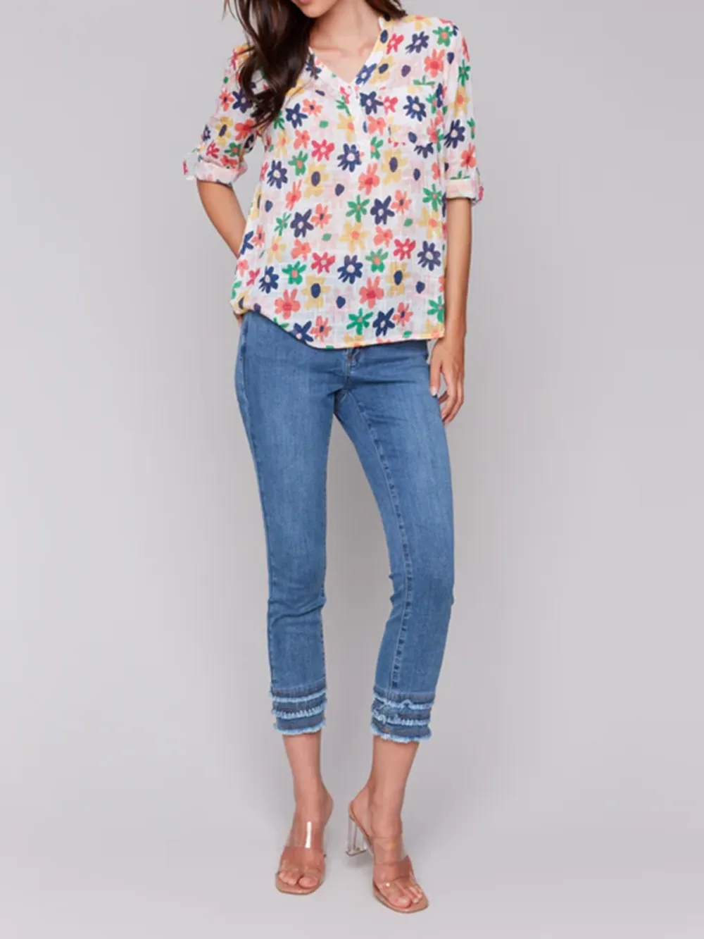 Artistic Cotton V-Neck Short Sleeves
