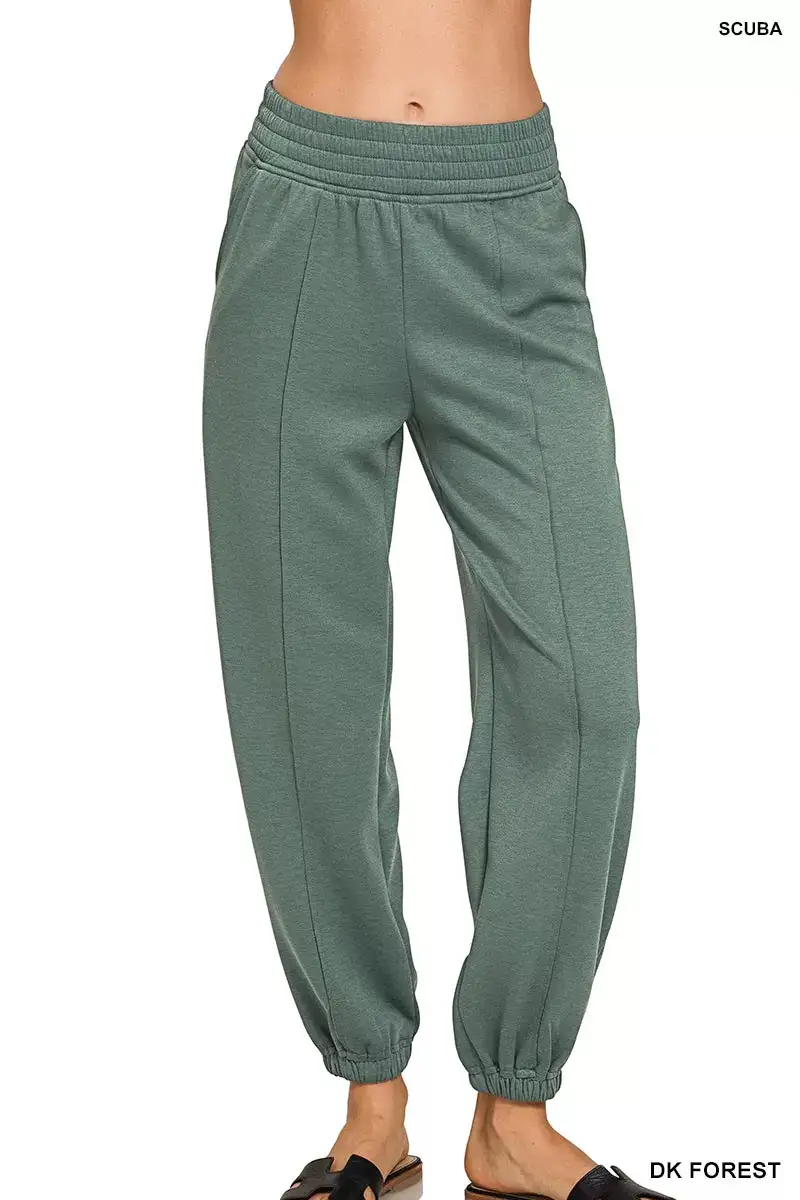 Everyday Scuba Elastic Waist Joggers with Pockets Pants