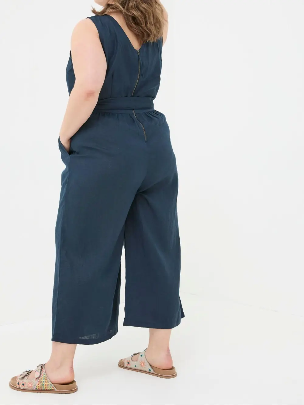 Liz Blue Linen Jumpsuit