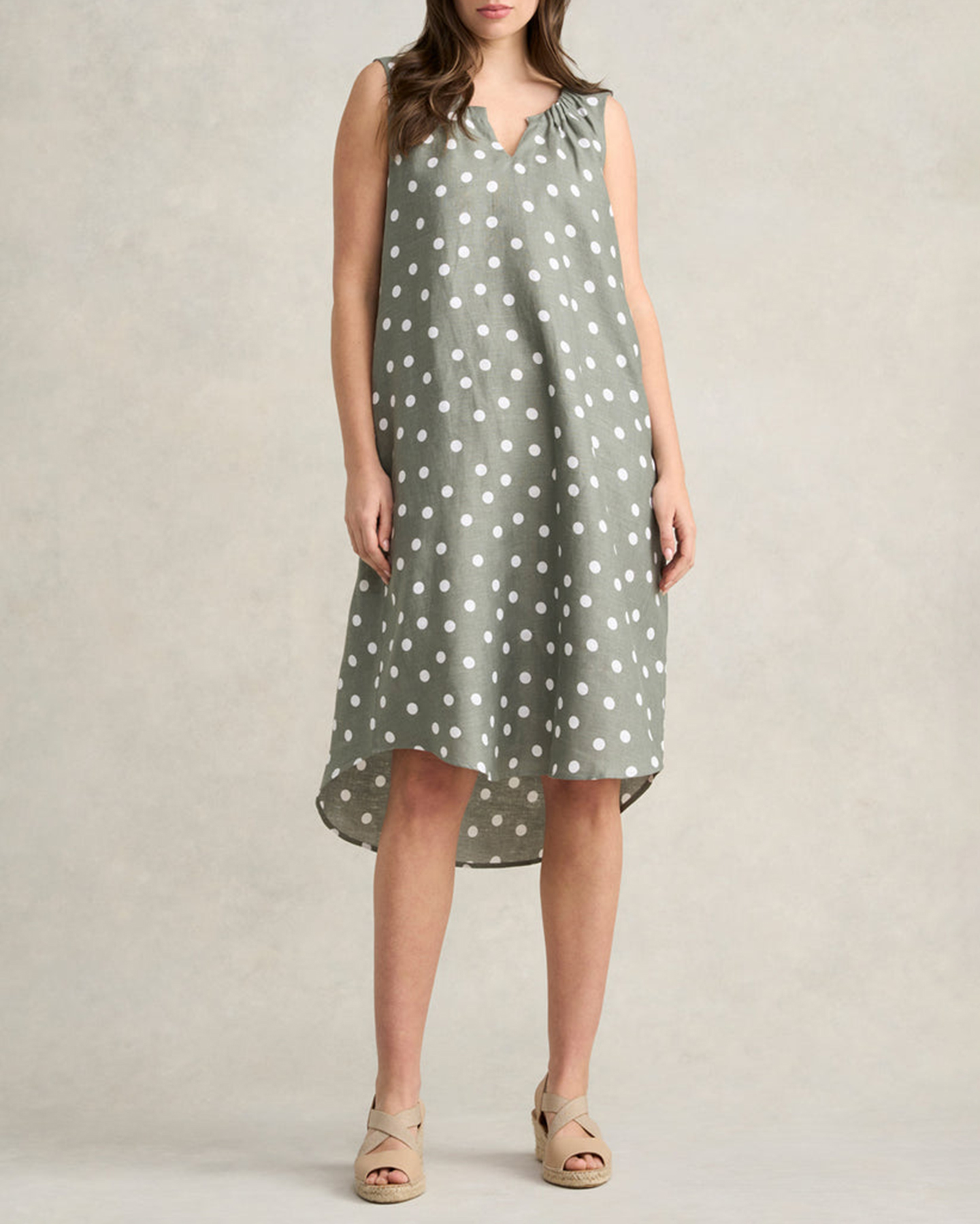 Gathered French Linen Dress