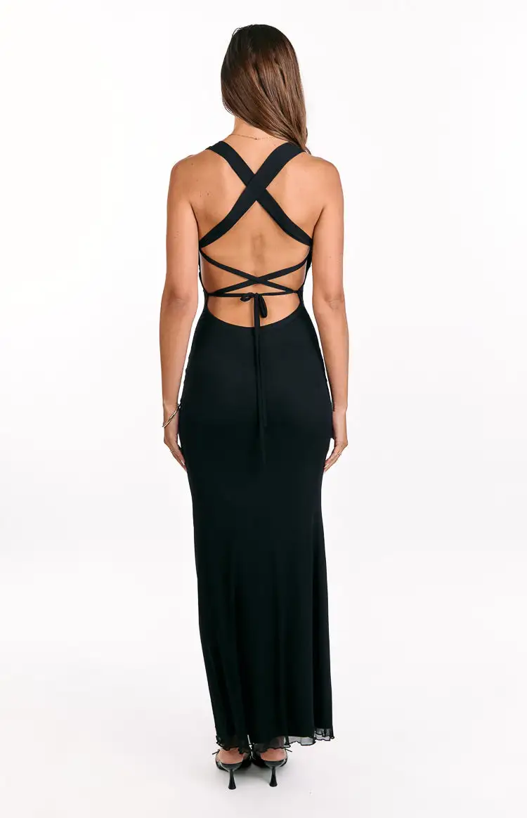 Mesh Corset Formal Maxi Dress