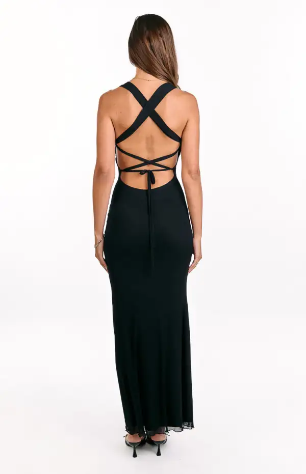 Mesh Corset Formal Maxi Dress