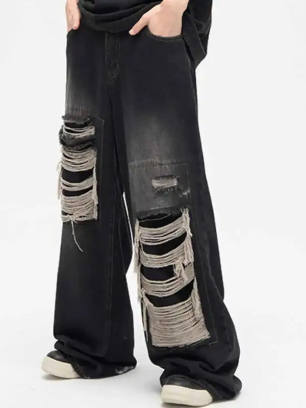 Distressed Wide Leg Jeans