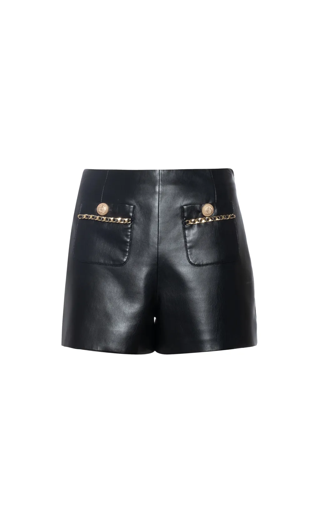Black Shiny Vegan Leather Shorts