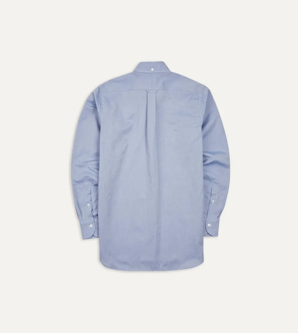 Navy Casual Style Pinpoint Oxford Cotton Cloth Button-Down Shirt Plain